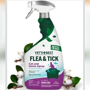Vet’s Best Flea & Tick Home Spray for Cats – Plant-Based Flea and Tick Treatment
